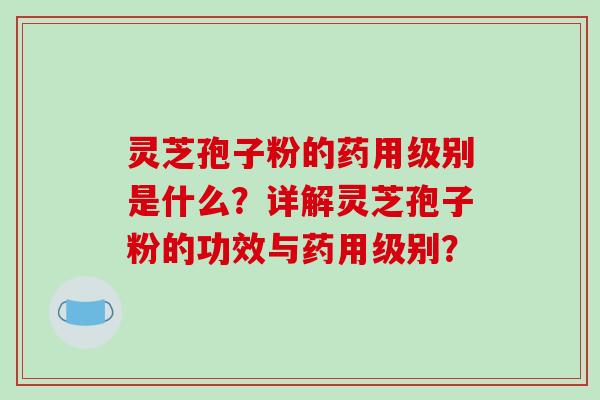 灵芝孢子粉的药用级别是什么?详解灵芝孢子粉的功效与药用级别?