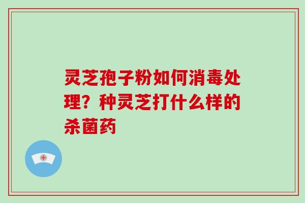 灵芝孢子粉如何消毒处理?种灵芝打什么样的杀菌药