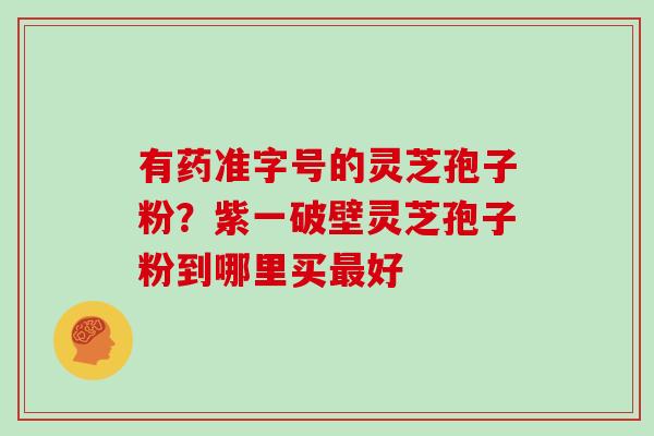 有药准字号的灵芝孢子粉？紫一破壁灵芝孢子粉到哪里买最好