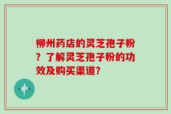 柳州药店的灵芝孢子粉?了解灵芝孢子粉的功效及购买渠道?