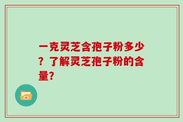 一克灵芝含孢子粉多少?了解灵芝孢子粉的含量?