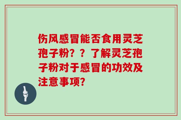 伤风感冒能否食用灵芝孢子粉？？了解灵芝孢子粉对于感冒的功效及注意事项？