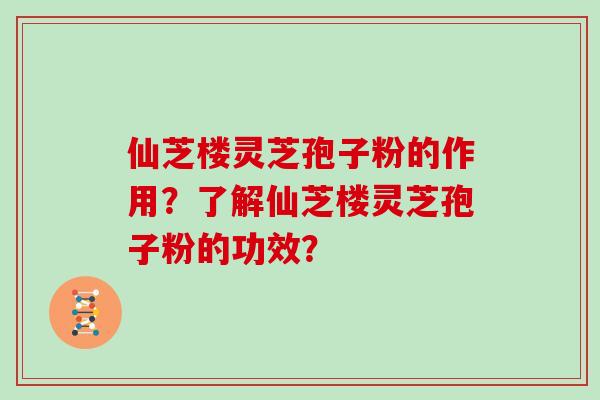 仙芝楼灵芝孢子粉的作用?了解仙芝楼灵芝孢子粉的功效?