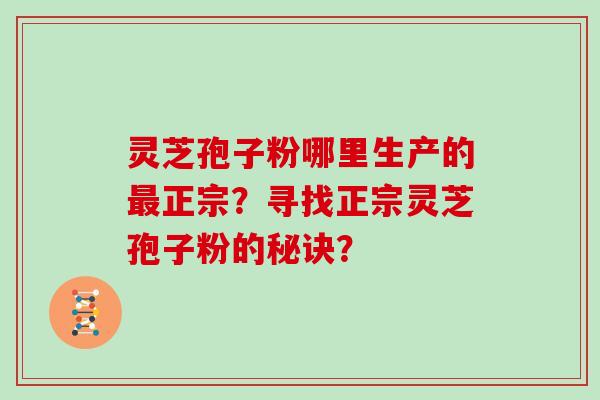 灵芝孢子粉哪里生产的最正宗?寻找正宗灵芝孢子粉的秘诀?