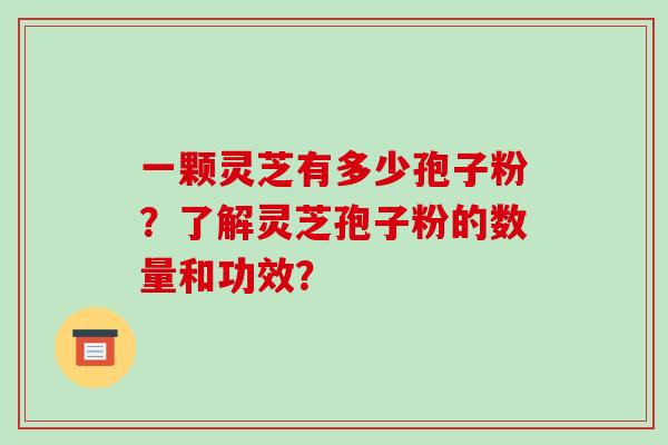 一颗灵芝有多少孢子粉？了解灵芝孢子粉的数量和功效？