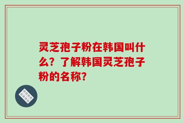 灵芝孢子粉在韩国叫什么?了解韩国灵芝孢子粉的名称?