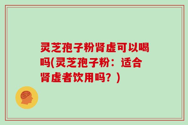 灵芝孢子粉肾虚可以喝吗(灵芝孢子粉：适合肾虚者饮用吗？)