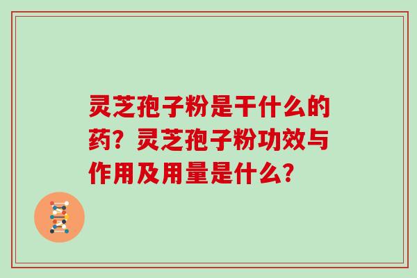 灵芝孢子粉是干什么的药？灵芝孢子粉功效与作用及用量是什么？