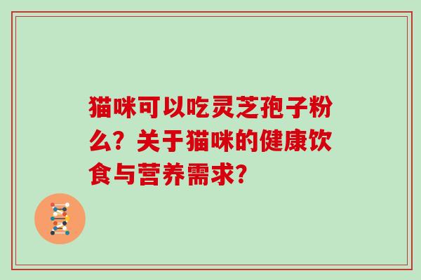 猫咪可以吃灵芝孢子粉么?关于猫咪的健康饮食与营养需求?