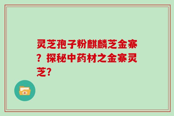 灵芝孢子粉麒麟芝金寨?探秘中药材之金寨灵芝?