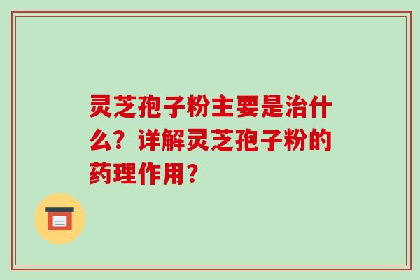 灵芝孢子粉主要是治什么?详解灵芝孢子粉的药理作用?