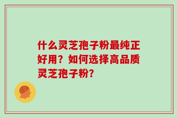 什么灵芝孢子粉最纯正好用?如何选择高品质灵芝孢子粉?