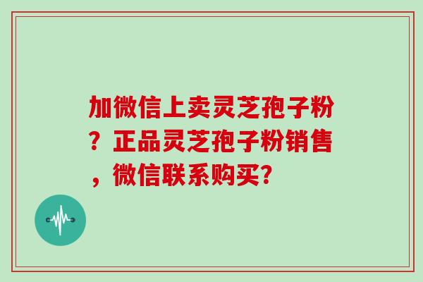 加微信上卖灵芝孢子粉？正品灵芝孢子粉销售，微信联系购买？