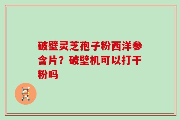 破壁灵芝孢子粉西洋参含片？破壁机可以打干粉吗