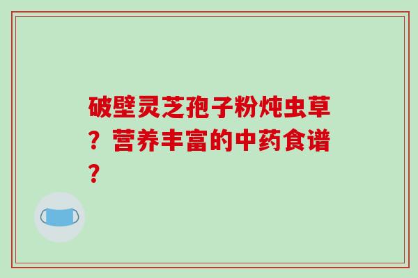 破壁灵芝孢子粉炖虫草?营养丰富的中药食谱?
