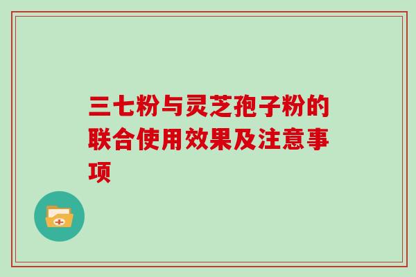 三七粉与灵芝孢子粉的联合使用效果及注意事项