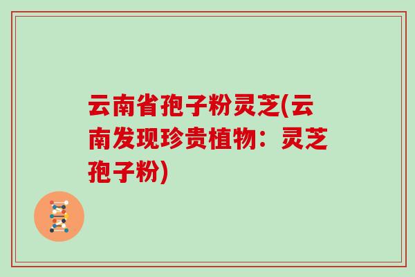 云南省孢子粉灵芝(云南发现珍贵植物：灵芝孢子粉)