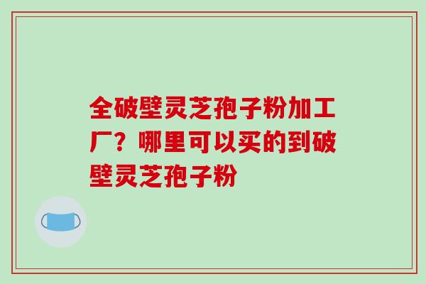 全破壁灵芝孢子粉加工厂?哪里可以买的到破壁灵芝孢子粉