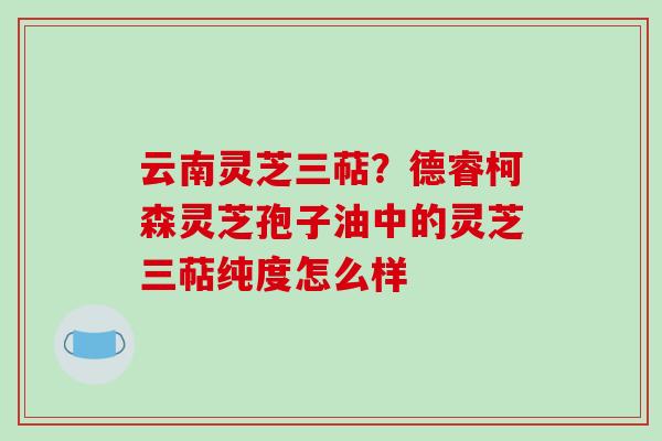 云南灵芝三萜?德睿柯森灵芝孢子油中的灵芝三萜纯度怎么样
