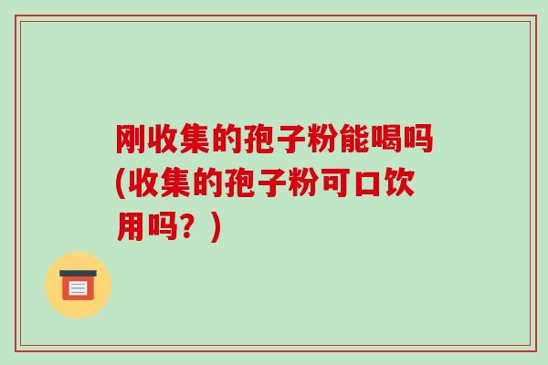 刚收集的孢子粉能喝吗(收集的孢子粉可口饮用吗？)