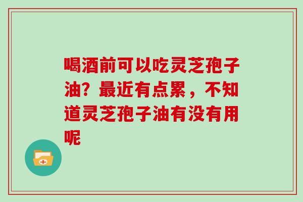 喝酒前可以吃灵芝孢子油?最近有点累,不知道灵芝孢子油有没有用呢