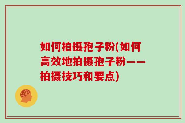 如何拍摄孢子粉(如何高效地拍摄孢子粉——拍摄技巧和要点)
