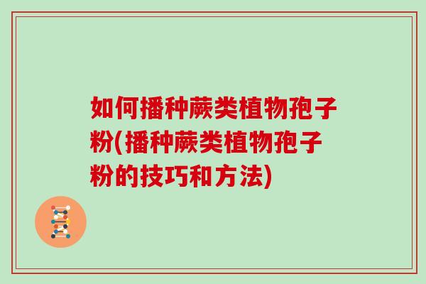 如何播种蕨类植物孢子粉(播种蕨类植物孢子粉的技巧和方法)