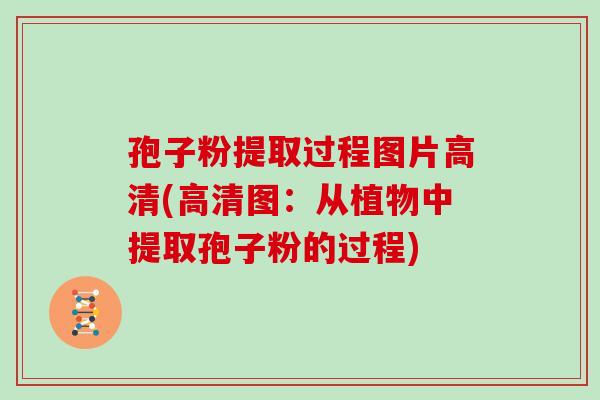 孢子粉提取过程图片高清(高清图：从植物中提取孢子粉的过程)
