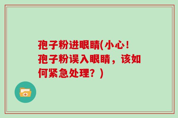 孢子粉进眼睛(小心!孢子粉误入眼睛,该如何紧急处理?)