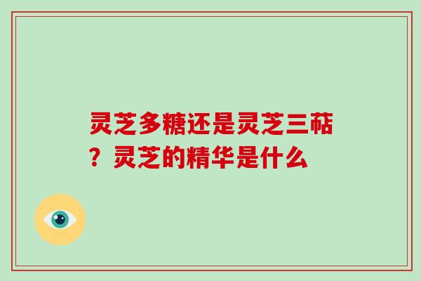 灵芝多糖还是灵芝三萜?灵芝的精华是什么