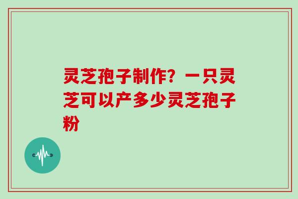 灵芝孢子制作？一只灵芝可以产多少灵芝孢子粉