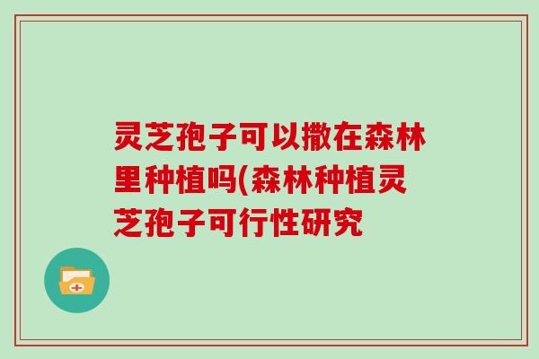 灵芝孢子可以撒在森林里种植吗(森林种植灵芝孢子可行性研究