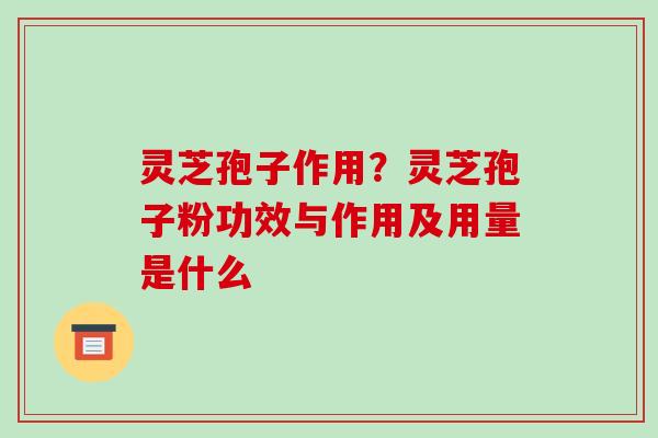 灵芝孢子作用?灵芝孢子粉功效与作用及用量是什么