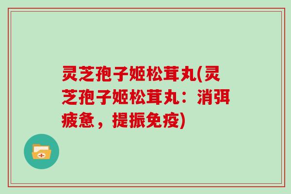 灵芝孢子姬松茸丸(灵芝孢子姬松茸丸:消弭疲惫,提振免疫)