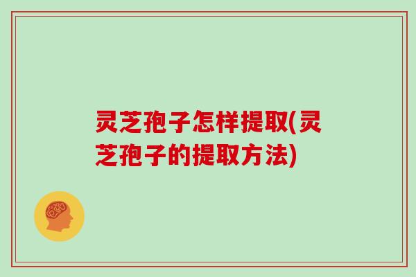 灵芝孢子怎样提取(灵芝孢子的提取方法)