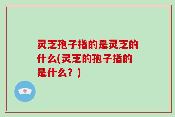 灵芝孢子指的是灵芝的什么(灵芝的孢子指的是什么?)