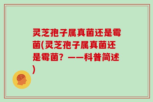 灵芝孢子属真菌还是霉菌(灵芝孢子属真菌还是霉菌？——科普简述)