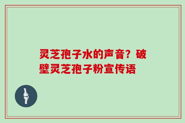 灵芝孢子水的声音？破壁灵芝孢子粉宣传语