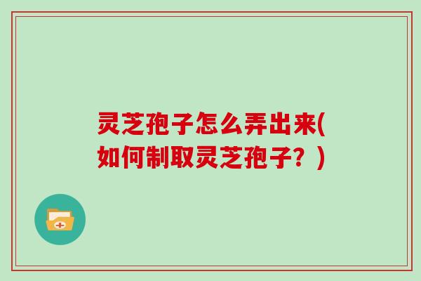 灵芝孢子怎么弄出来(如何制取灵芝孢子?)