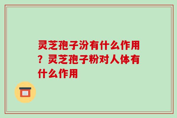 灵芝孢子汾有什么作用？灵芝孢子粉对人体有什么作用