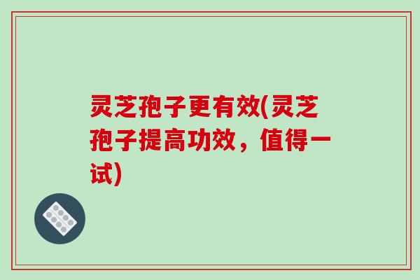灵芝孢子更有效(灵芝孢子提高功效,值得一试)