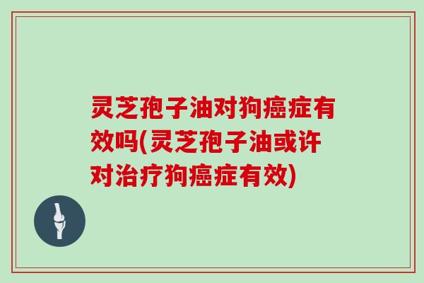 灵芝孢子油对狗癌症有效吗(灵芝孢子油或许对治疗狗癌症有效)