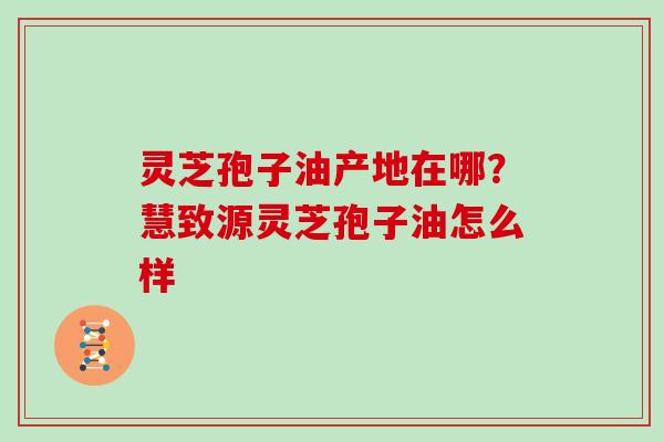 灵芝孢子油产地在哪？慧致源灵芝孢子油怎么样