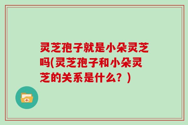 灵芝孢子就是小朵灵芝吗(灵芝孢子和小朵灵芝的关系是什么?)