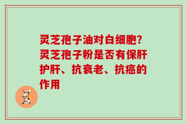灵芝孢子油对白细胞？灵芝孢子粉是否有保肝护肝、抗衰老、抗癌的作用