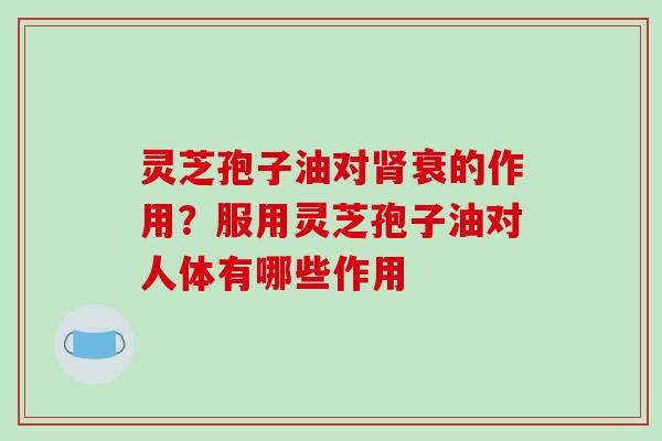 灵芝孢子油对肾衰的作用?服用灵芝孢子油对人体有哪些作用