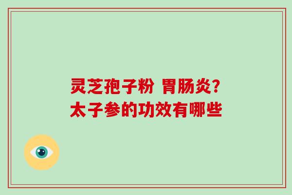 灵芝孢子粉 胃肠炎?太子参的功效有哪些