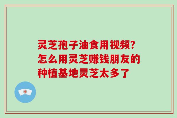 灵芝孢子油食用视频？怎么用灵芝赚钱朋友的种植基地灵芝太多了