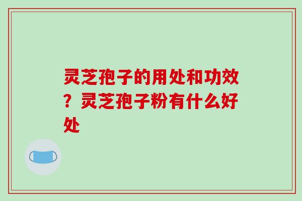 灵芝孢子的用处和功效?灵芝孢子粉有什么好处