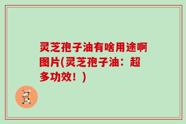 灵芝孢子油有啥用途啊图片(灵芝孢子油:超多功效!)